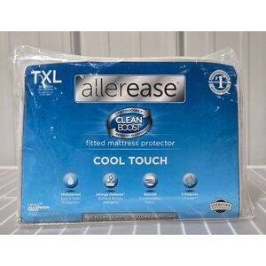 AllerEase Clean Boost Cool Touch Twin XL Size White Fitted Mattress Protector